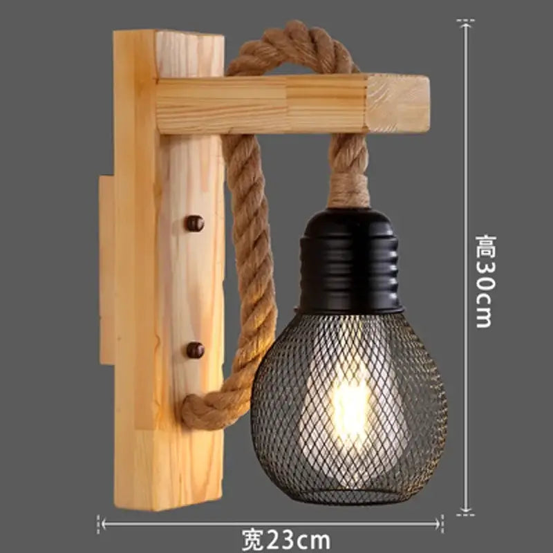 Wood Rope Wall Sconce