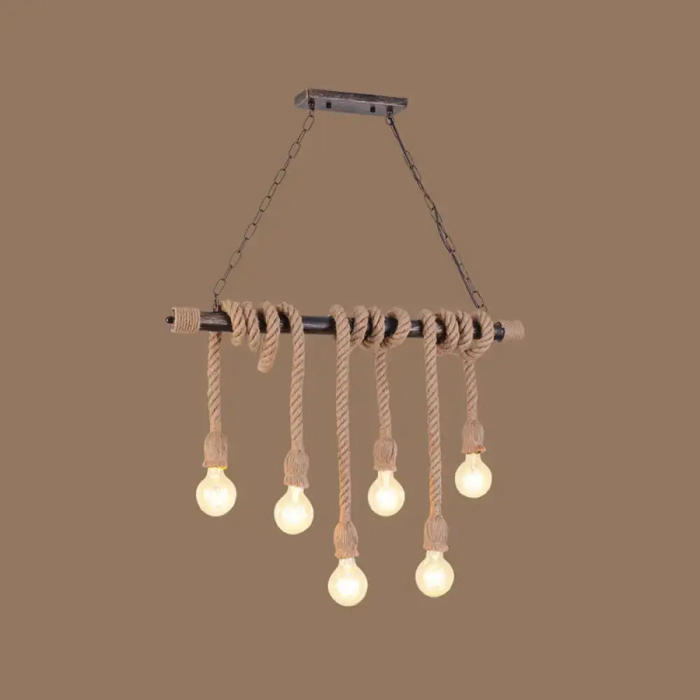 Wood Hemp Rope Pendant