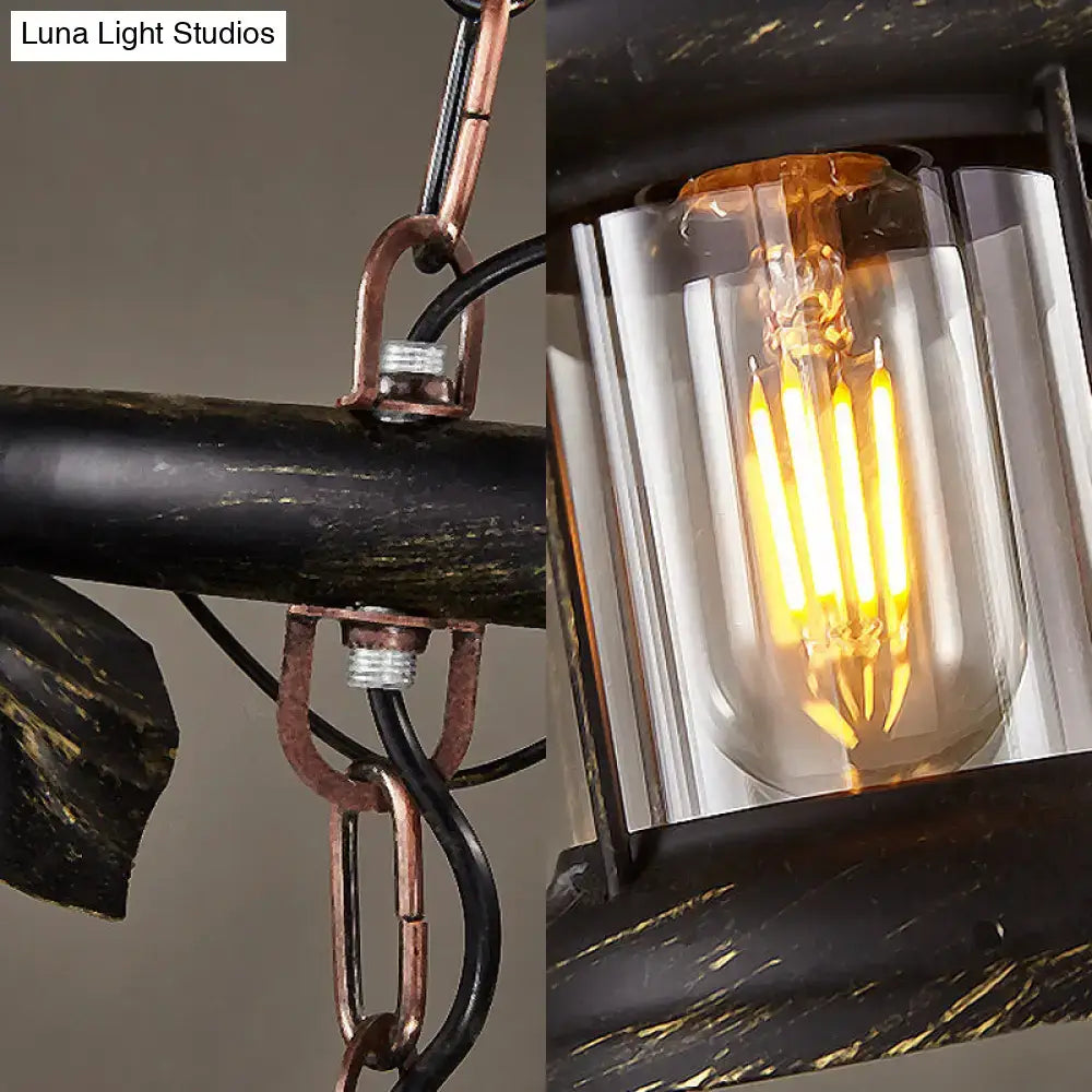 Brass Clear Glass Metal Island Light