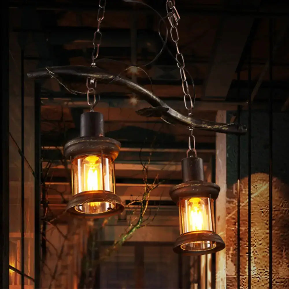 Brass Clear Glass Metal Island Light