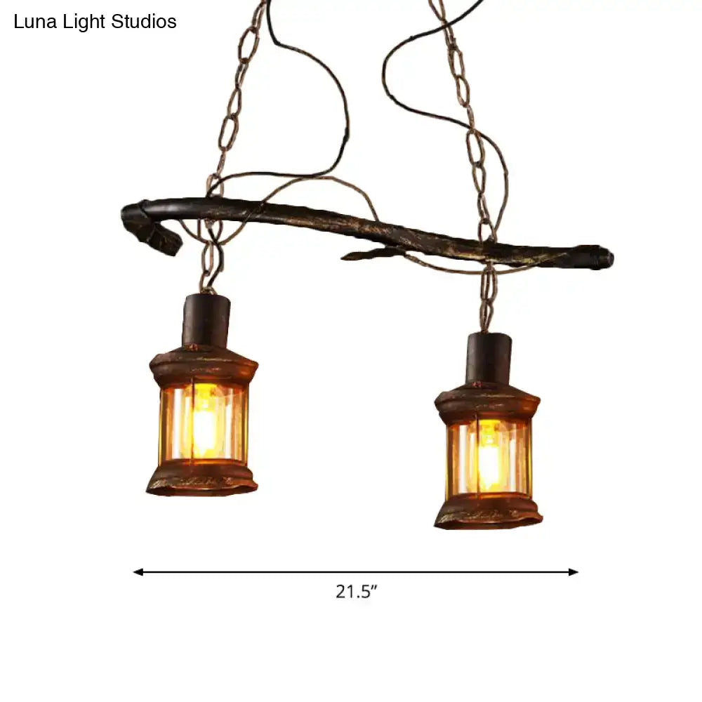 Brass Clear Glass Metal Island Light