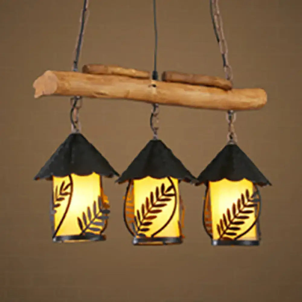 Leaf Lantern Wooden Pendant