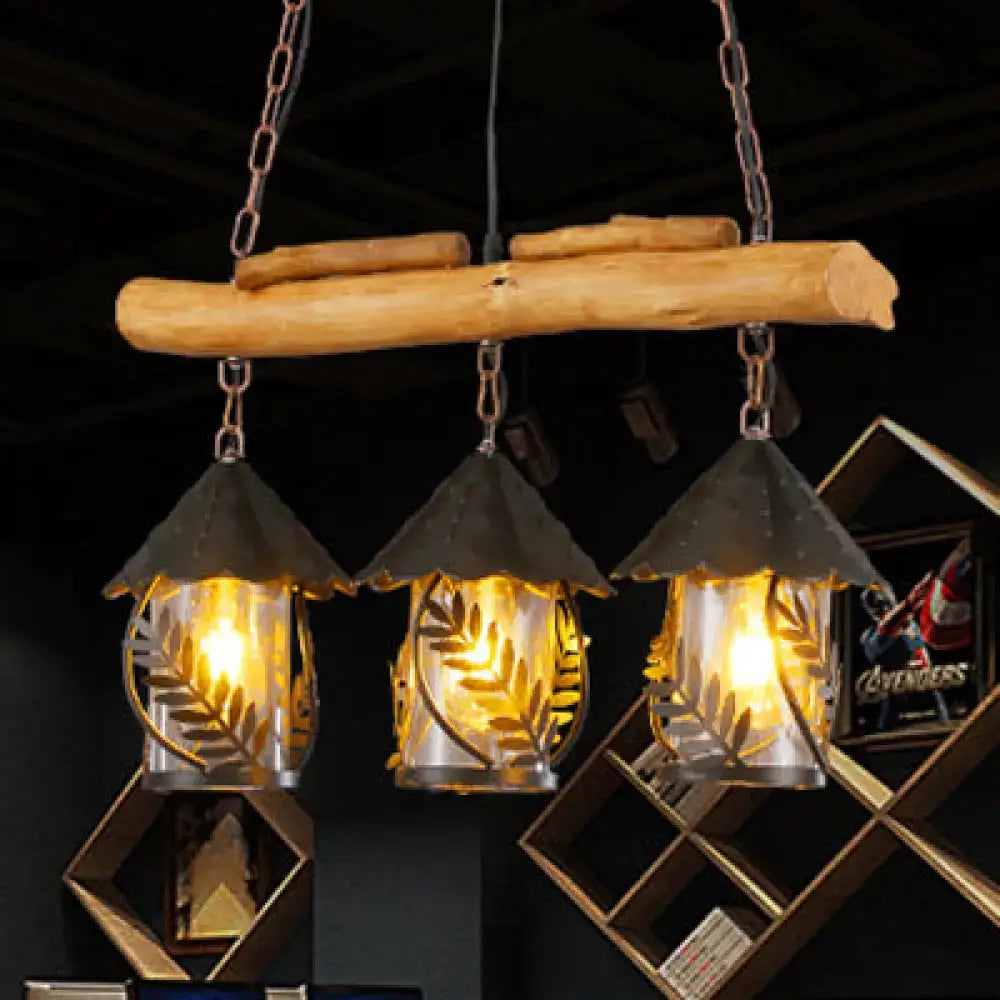 Leaf Lantern Wooden Pendant