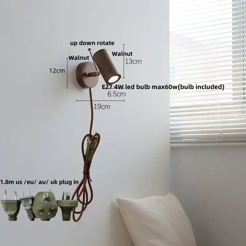 Walnut Wood Wall Sconce