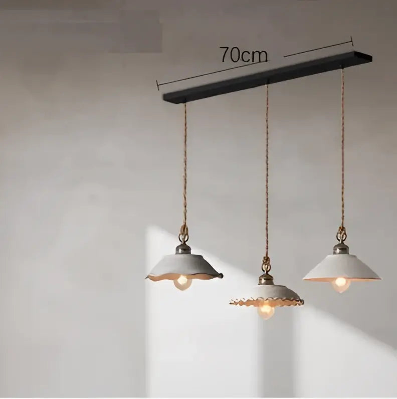 White Ceramic Pendant Light with Twisted Rope
