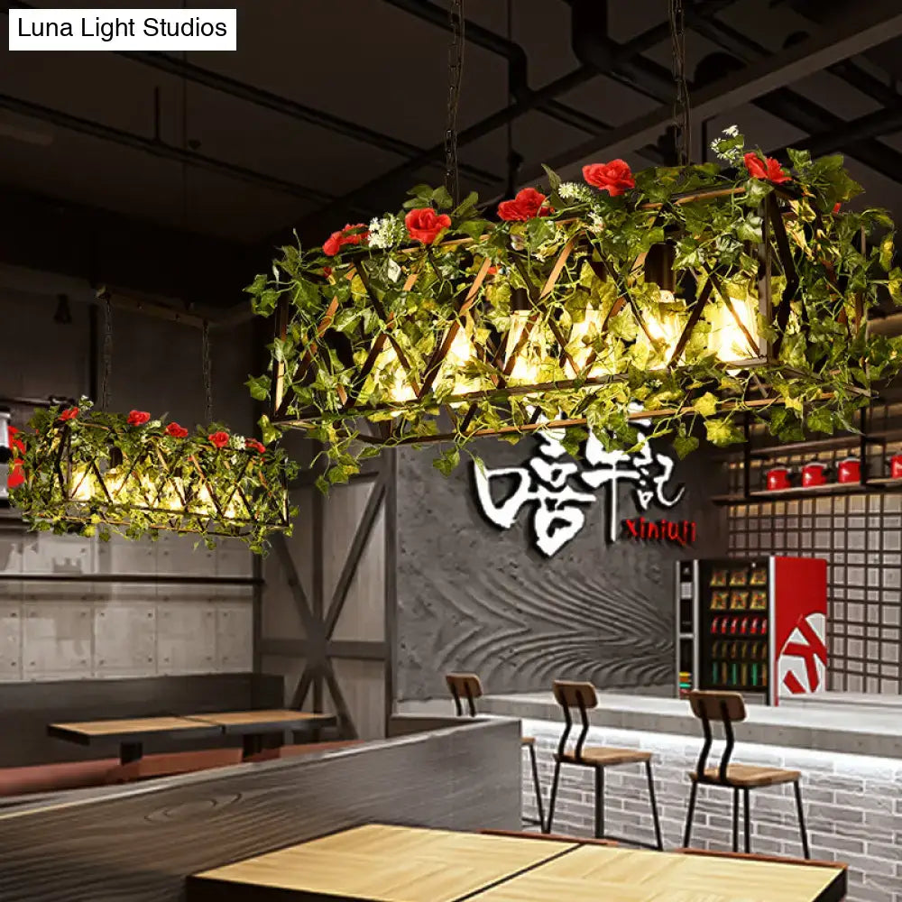 Green Rectangular Plant Chandelier