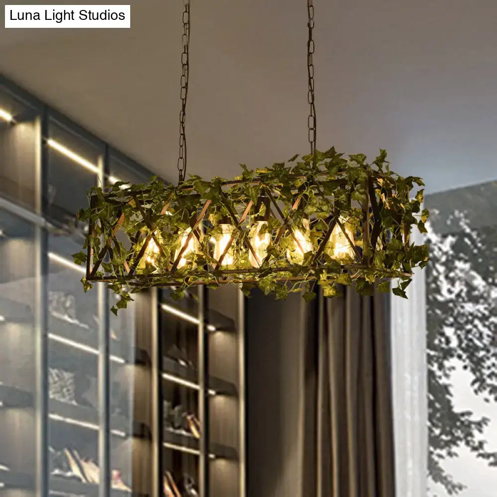 Green Rectangular Plant Chandelier