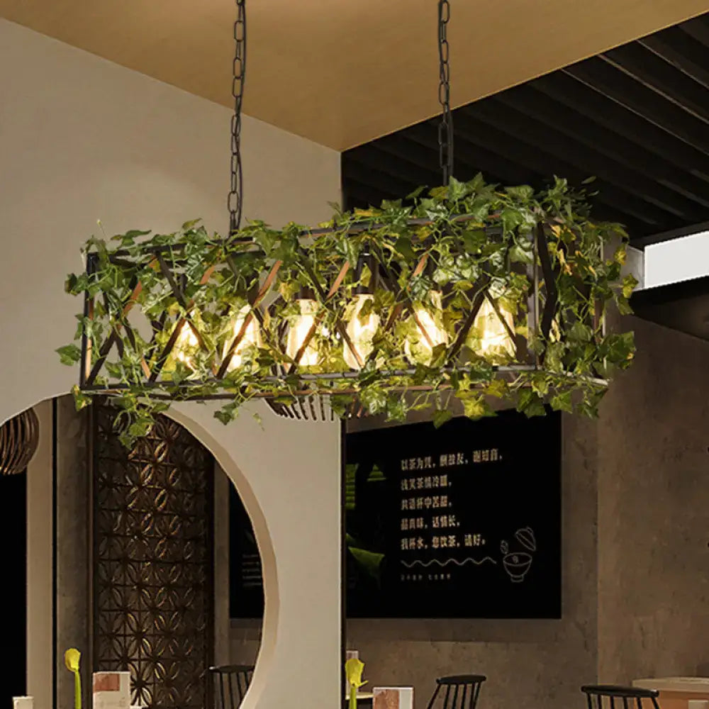 Green Rectangular Plant Chandelier