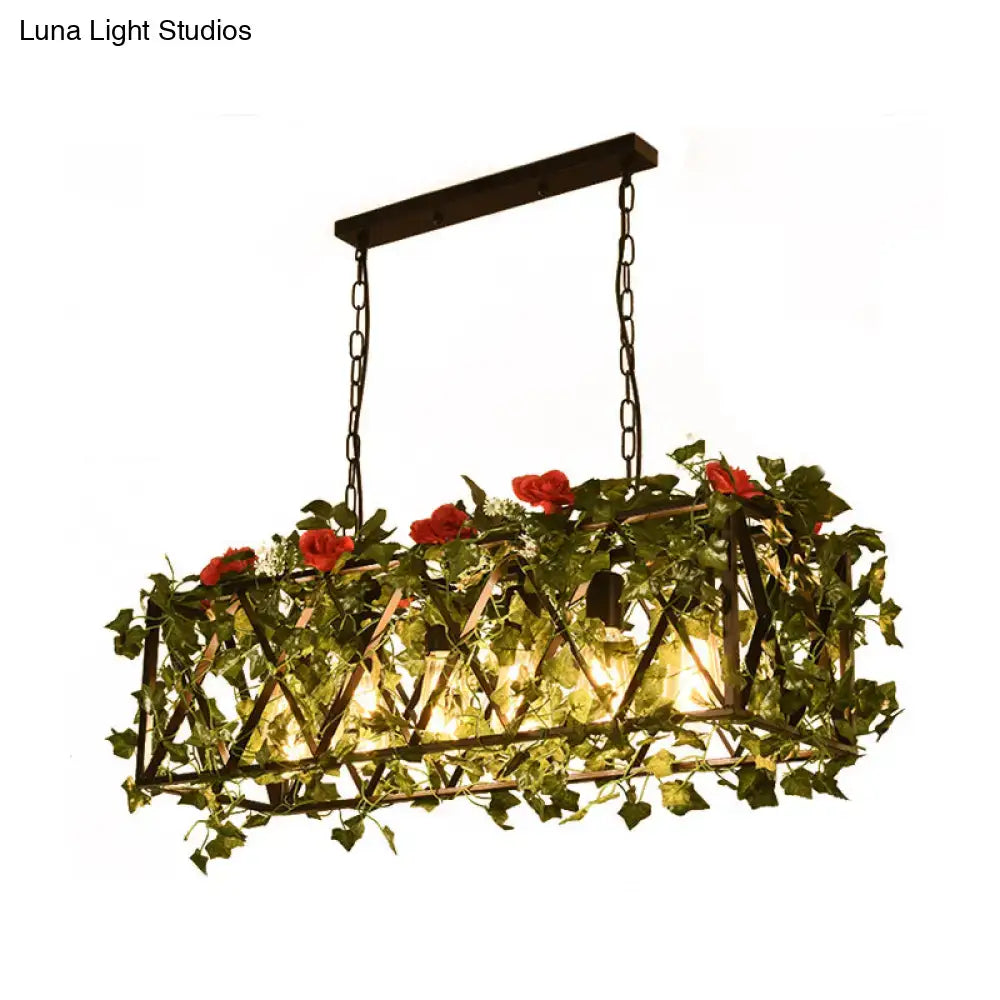 Green Rectangular Plant Chandelier