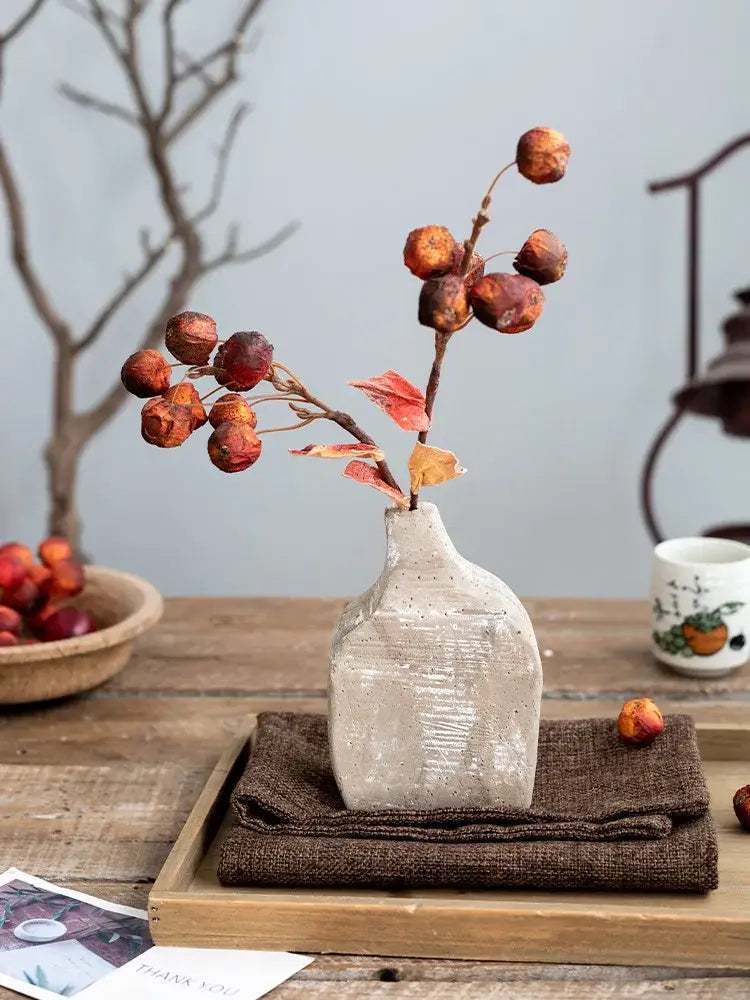 Gray Rattan Hydroponic Vase