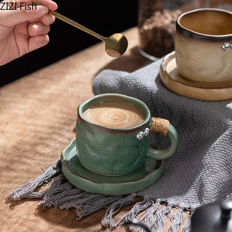Teal Pottery Cup Saucer Set