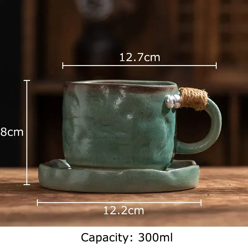 Teal Pottery Cup Saucer Set