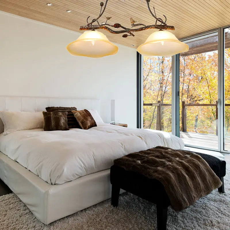 Opal Glass Twig Ceiling Light