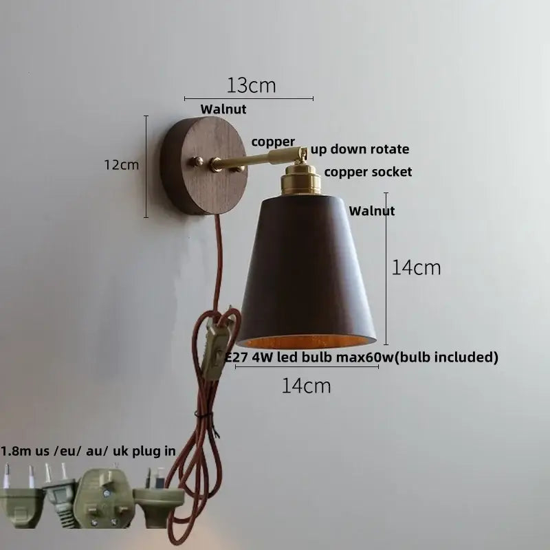 Walnut Glass Wall Sconce