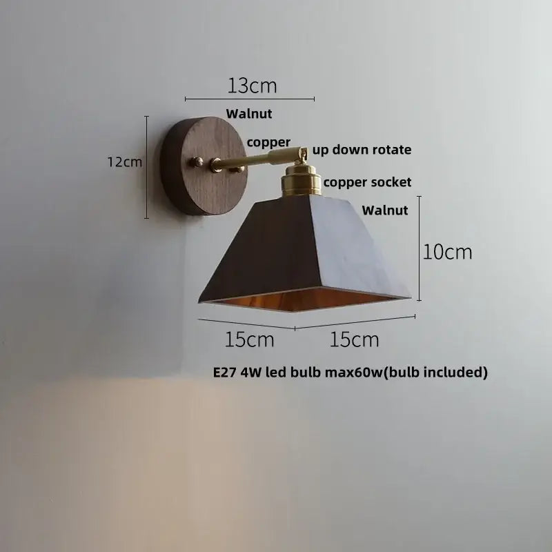 Walnut Glass Wall Sconce