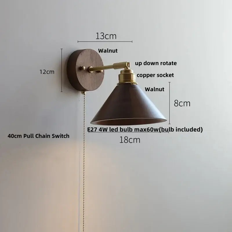 Walnut Glass Wall Sconce