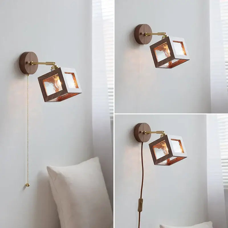 Walnut Glass Wall Sconce