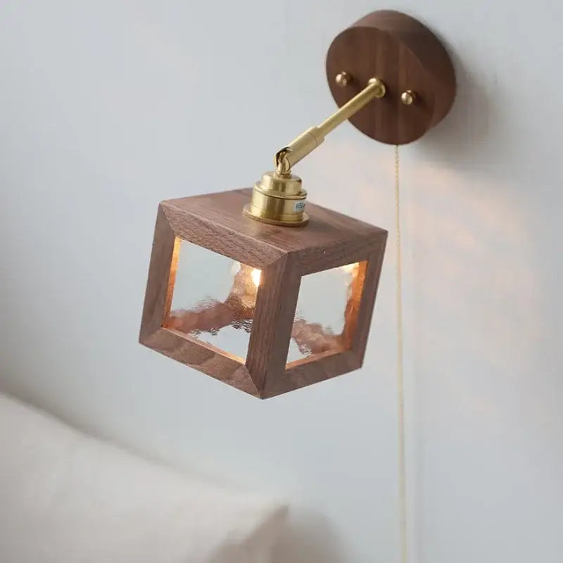 Walnut Glass Wall Sconce