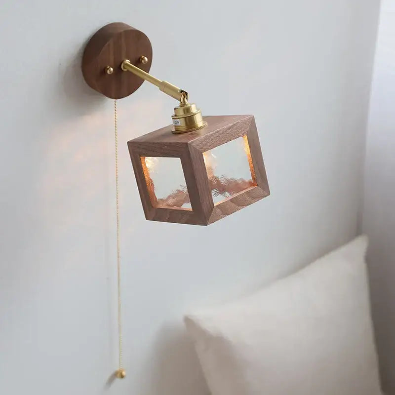 Walnut Glass Wall Sconce