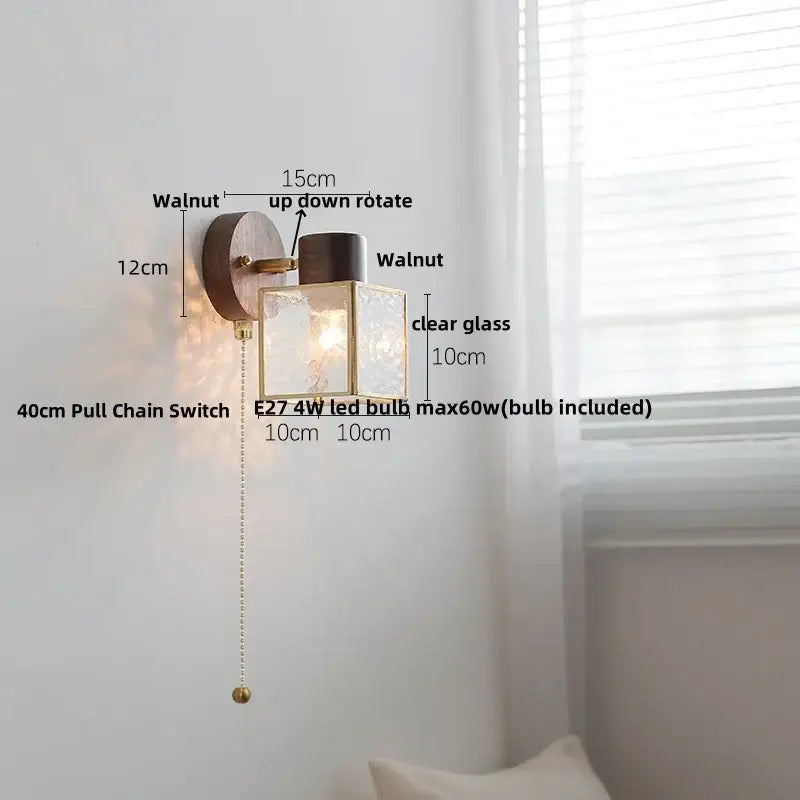 Walnut Glass Bedroom Sconce