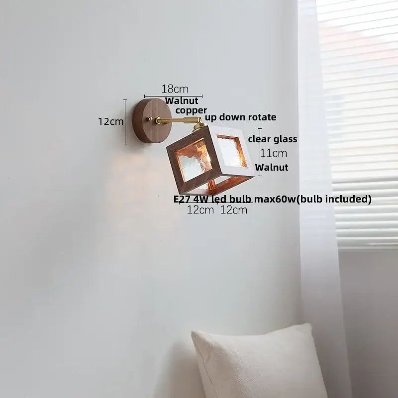 Walnut Glass Bedroom Sconce