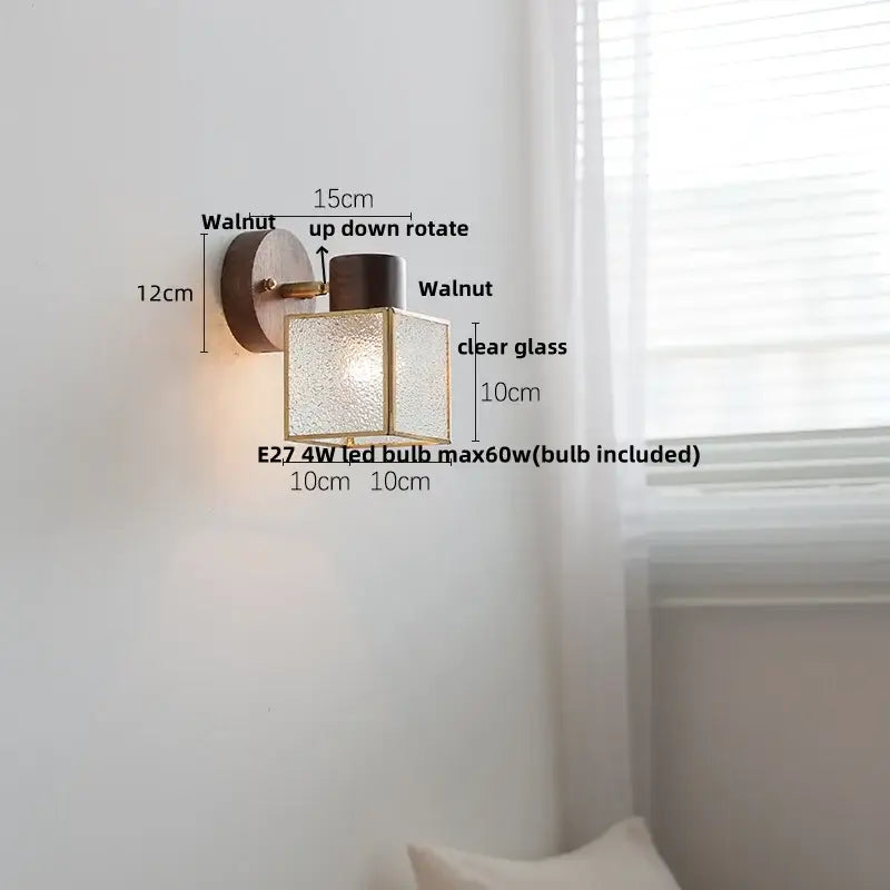 Walnut Glass Bedroom Sconce