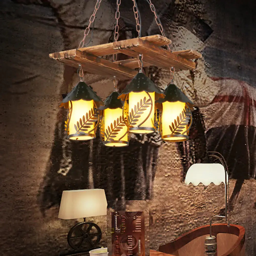 White Fabric Glass Chandelier