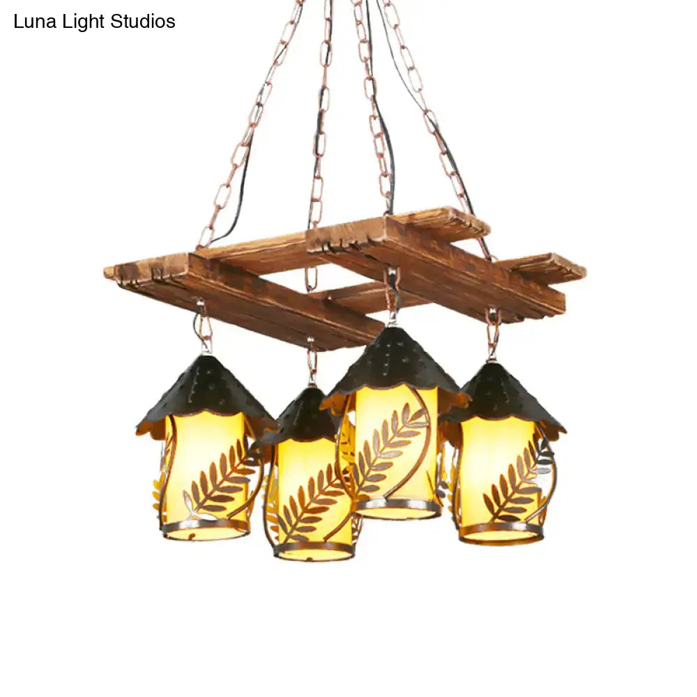 White Fabric Glass Chandelier
