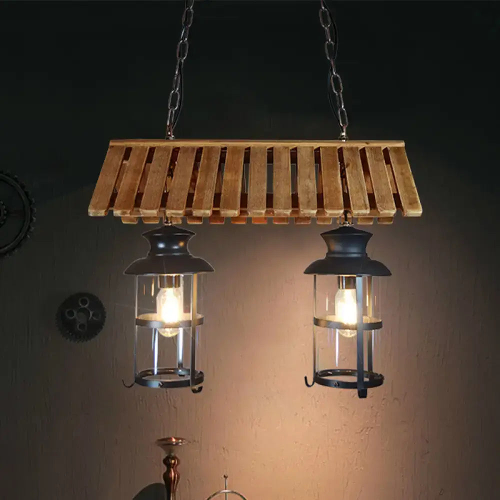 Antique Wood Cylinder Lamp