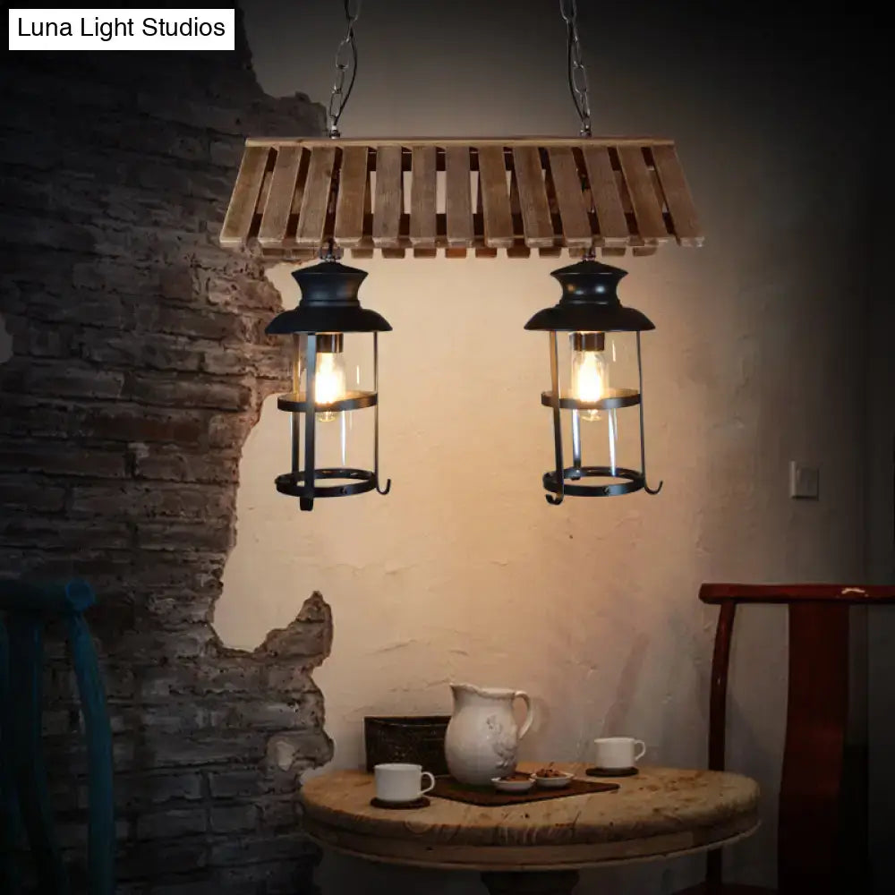 Antique Wood Cylinder Lamp
