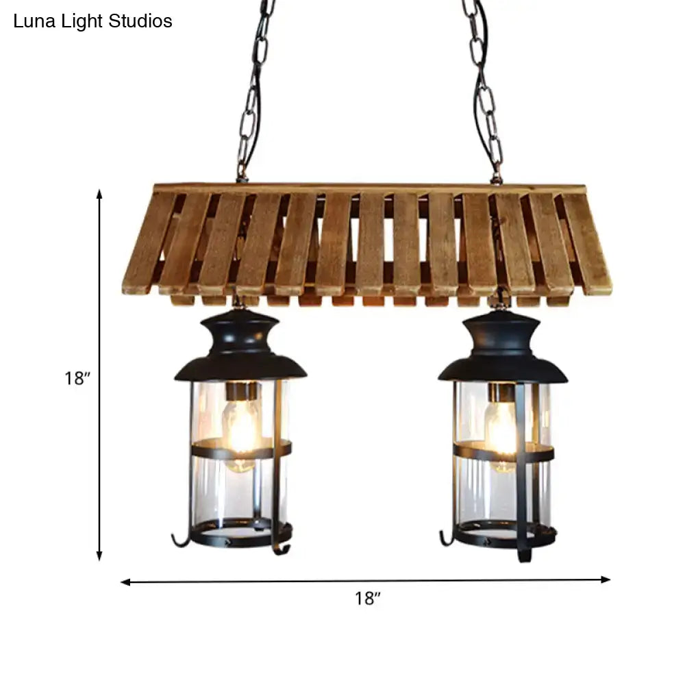 Antique Wood Cylinder Lamp