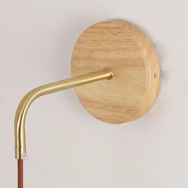 Wood Brass Glass Wall Light