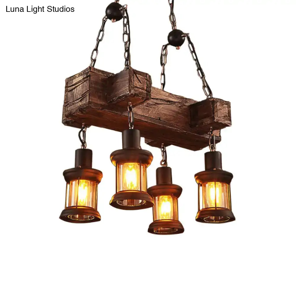 Wood Glass Lantern Fixture