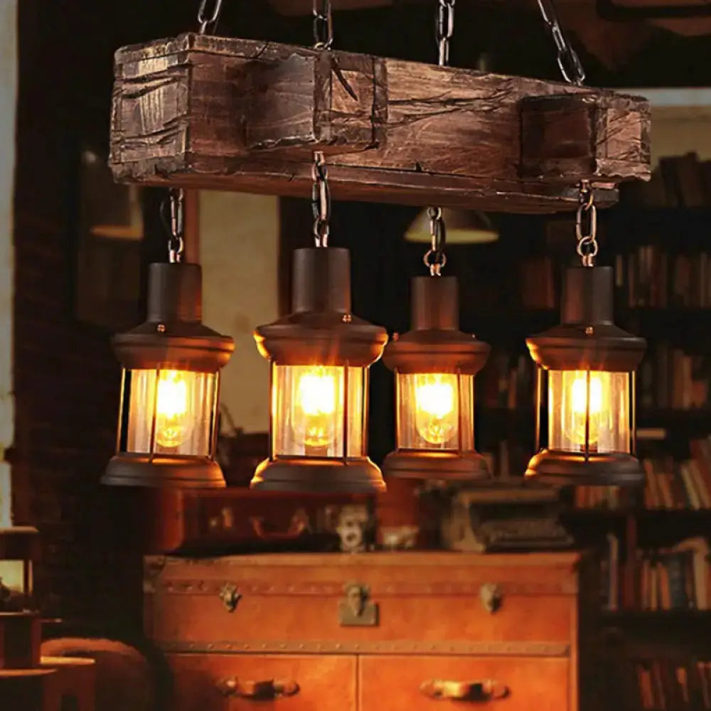 Wood Glass Lantern Fixture