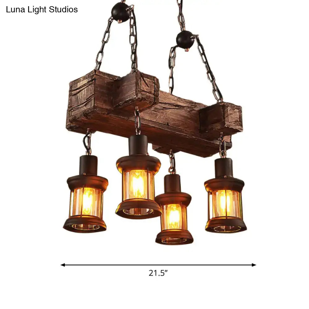 Wood Glass Lantern Fixture