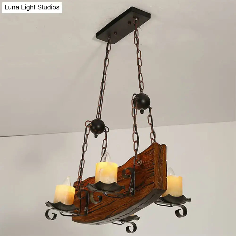Brown Rectangular Pendant Light