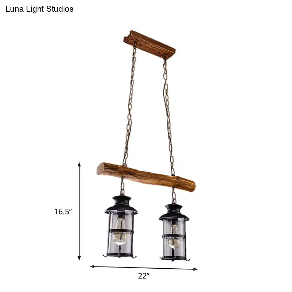 Wood Lantern Island Pendant