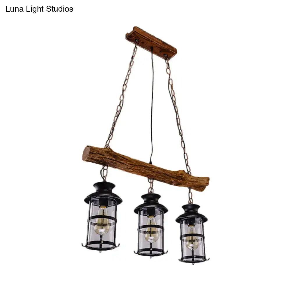 Wood Lantern Island Pendant