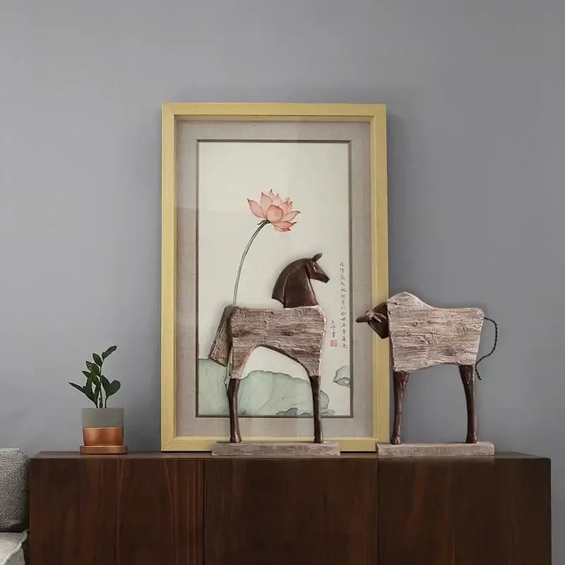 Wood Grain Horse Sculpture