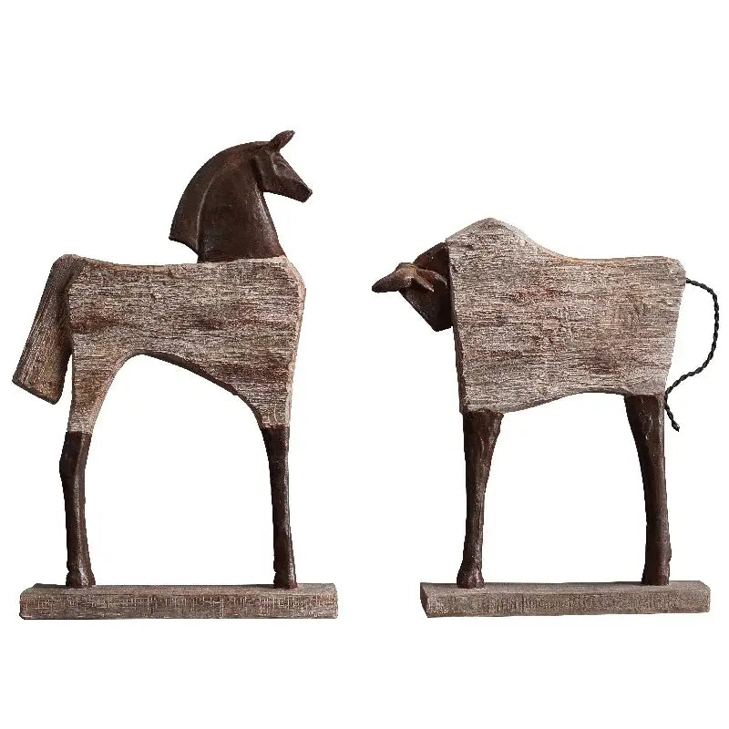 Wood Grain Horse Sculpture