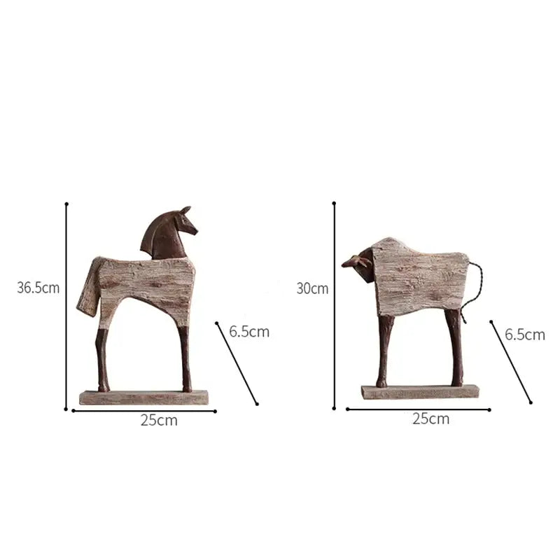 Wood Grain Horse Sculpture