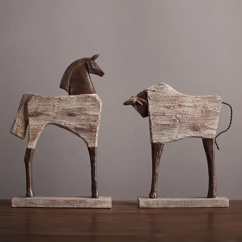 Wood Grain Horse Sculpture