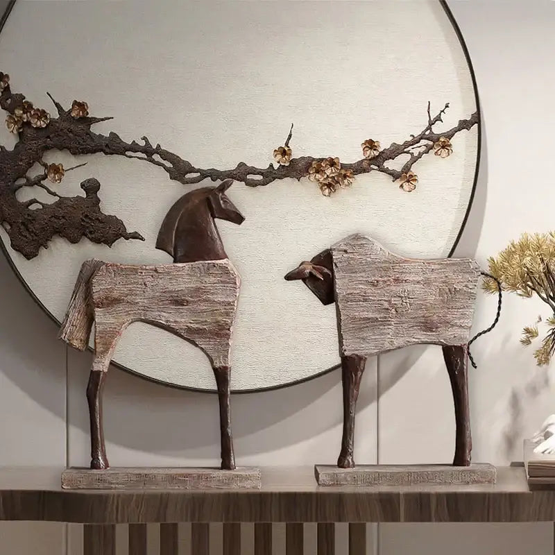 Wood Grain Horse Sculpture