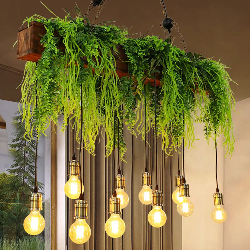 Wood Fern Chandelier Light