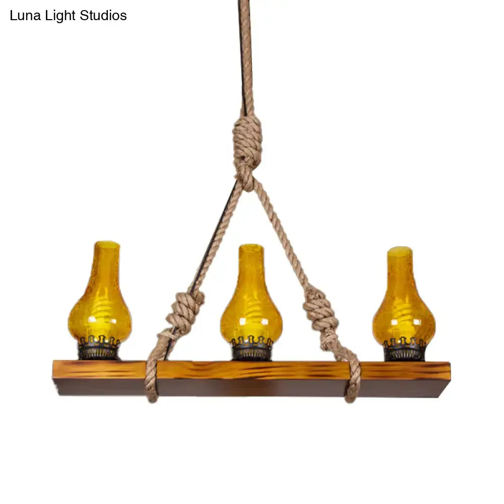 Yellow Cracked Glass Rope Cord Island Light