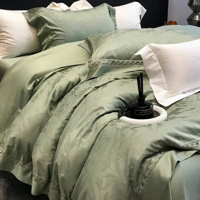 Green Floral Lace Bedding