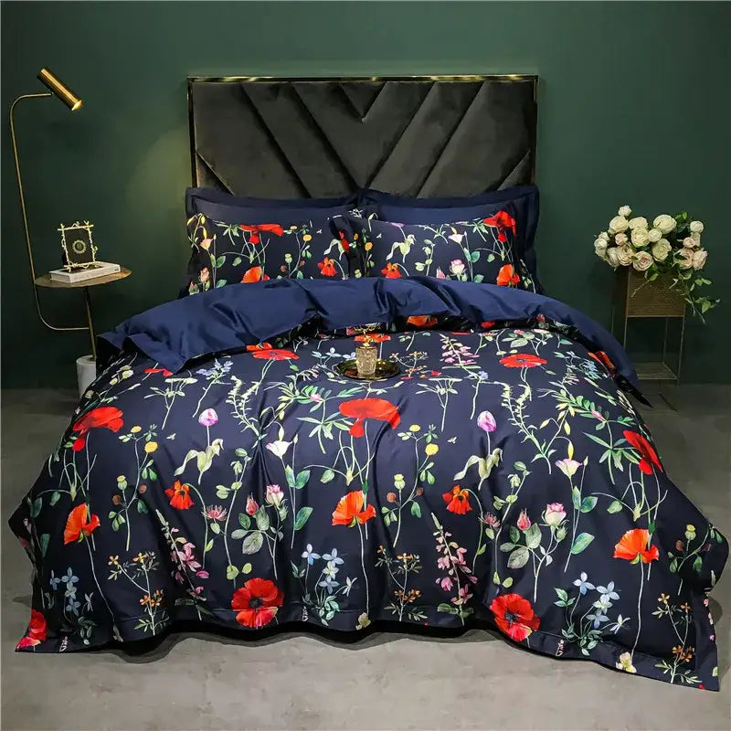 Green Floral Bird 1400TC Cotton Bedding