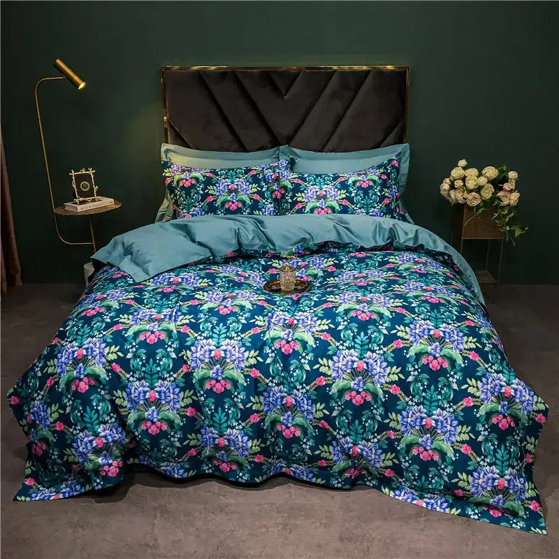 Green Floral Bird 1400TC Cotton Bedding