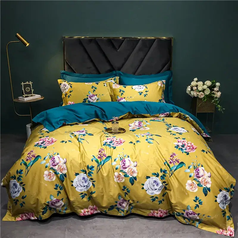 Green Floral Bird 1400TC Cotton Bedding