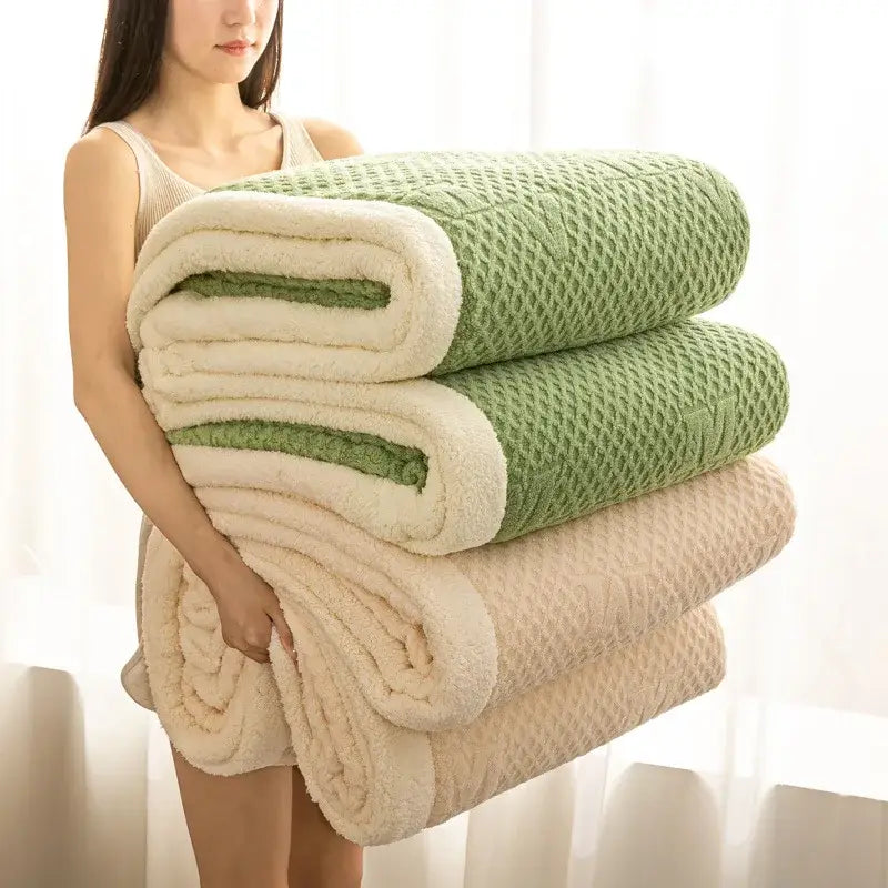 Green Velvet Autumn Blanket